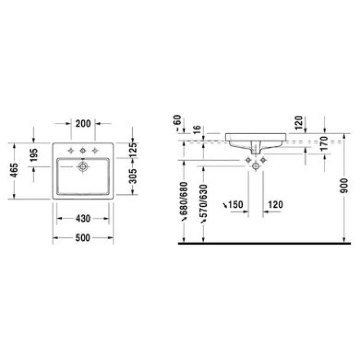 Плитка керамогранит Керамическая раковина 50 см Duravit Vero 0315500000 для пола