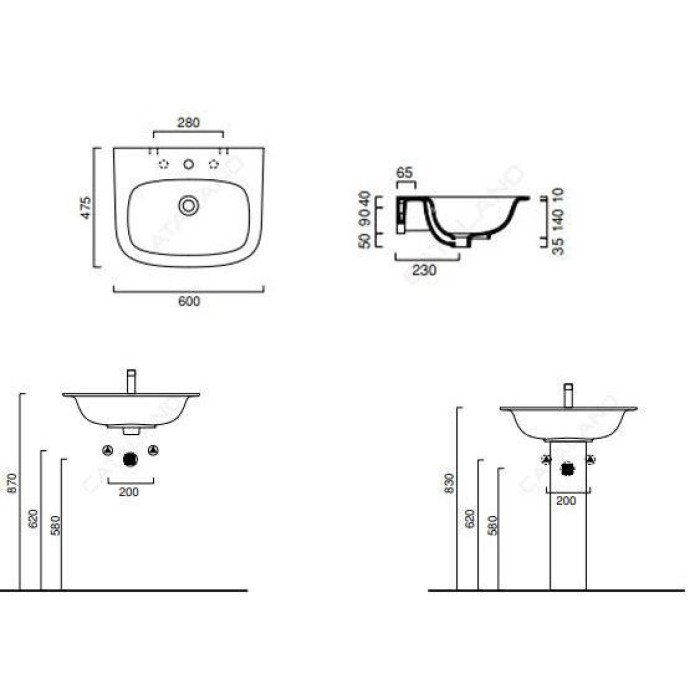Керамическая раковина 60 см Catalano Green One Керамическая раковина 60 см Catalano Green One