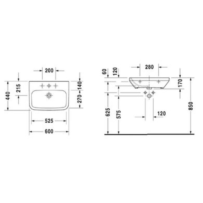 Плитка керамогранит Керамическая раковина Med 60 см Duravit DuraStyle 2324600000 для пола