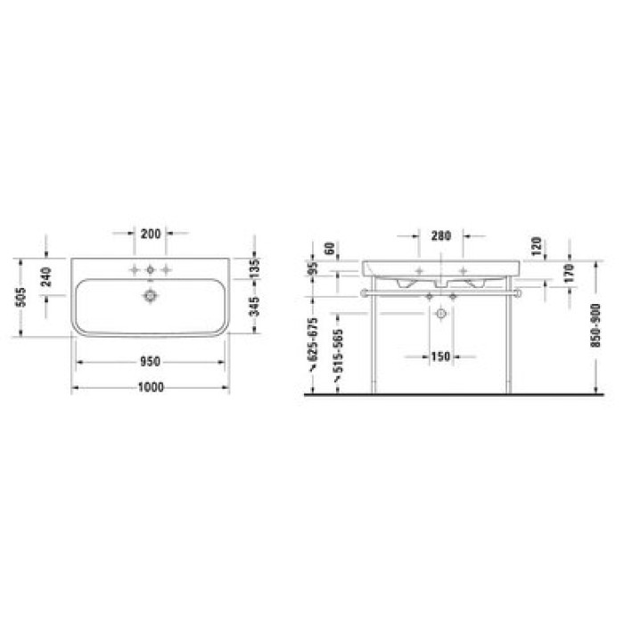 Плитка керамогранит Керамическая раковина 100 см Duravit Happy D.2 2318100000 для пола