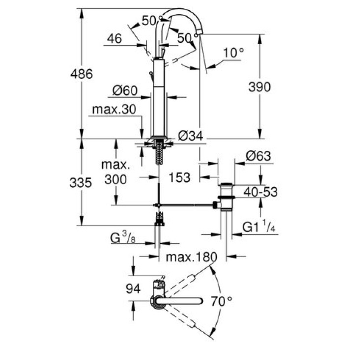 Смеситель для раковины Grohe Atrio xL-Size 32647001 Смеситель для раковины Grohe Atrio xL-Size 32647001