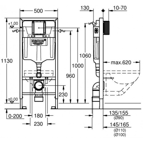 Инсталляция для унитаза Grohe Rapid SL 38827000 комплект 5 в 1