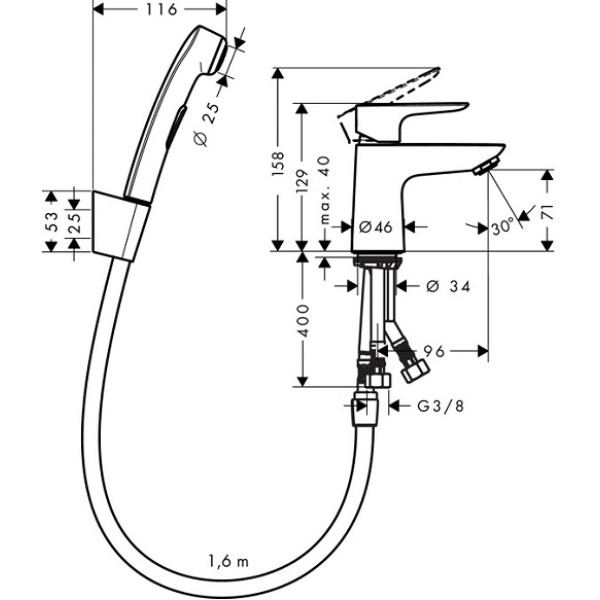 Смеситель с гигиеническим душем Hansgrohe Talis E 71729000