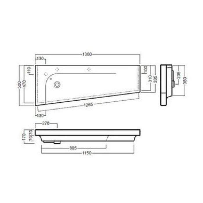Керамическая раковина 130 см Hatria Grandangolo, белый (Y0xT01)