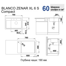 Мойка для кухни Blanco Zenar XL 6 S Compact жемчужный 523757