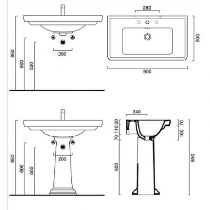 Керамическая раковина 105 см Catalano Canova Royal