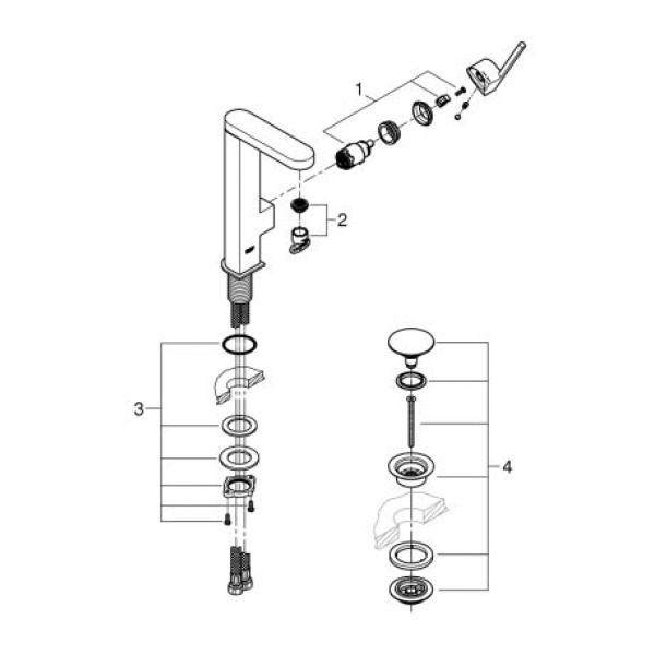 Grohe Plus Смеситель однорычажный для раковины L-Size с нажимним донним клапаном (23873003)