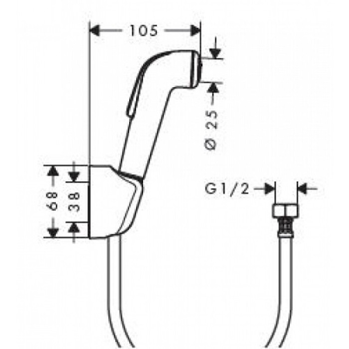 Гигиенический ручной душ Hansgrohe 32122000 с держателем ручного душа и шлангом 1,6 м