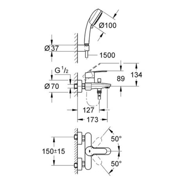 Смеситель для ванны Grohe Eurostyle cosmopolitan 3359220A