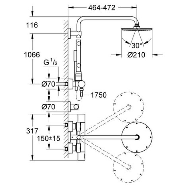 Душевая система Grohe Rainshower System 210 27374000