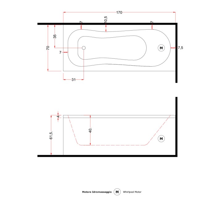 Gruppo Treesse Alexia Ванна прямоугольная 170x70xh61 см Gruppo Treesse Alexia Ванна прямоугольная 170x70xh61 см