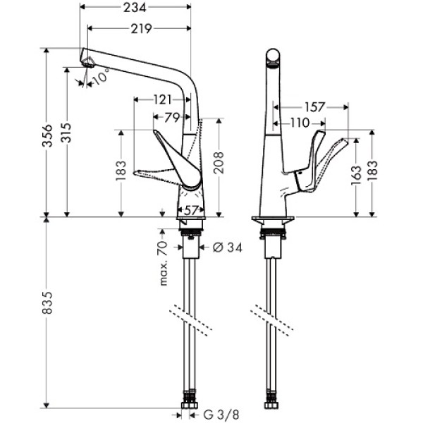 Смеситель для кухни Hansgrohe Metris 14822800