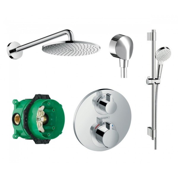 Плитка керамогранит Душевой набор Hansgrohe Ecostat скрытого монтажа 15758111 для пола