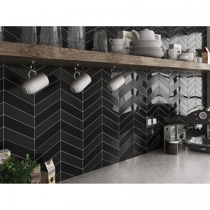 Плитка EQUIPE CERAMICAS 23366 CHEVRON WALL BLACK right