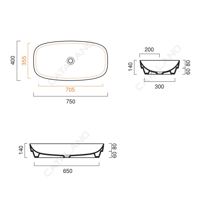 Керамическая раковина 75 см Catalano Green Lux Керамическая раковина 75 см Catalano Green Lux