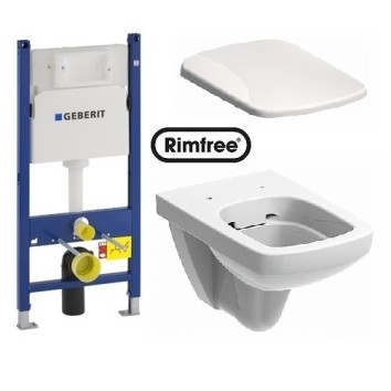 Комплект инсталляция GEBERIT Duofix с унитазом KOLO NOVA PRO Rimfree и сидением soft-close M39018000 + 458.126.00.1