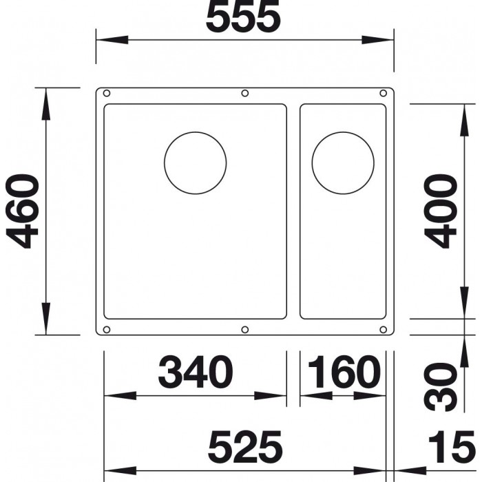 Мойка для кухни Blanco Subline 340/160-U (чаша справа) черный  525986