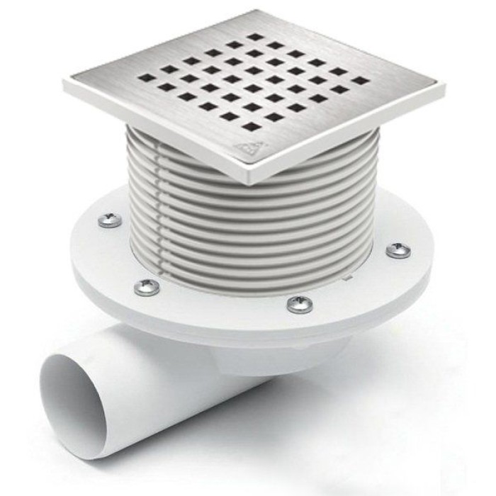 G425 N XL Двухкорпусный трап с гор. подключением DN50, h-113-169 mm, решетка Квадраты, с сухим сифоном