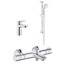 Grohe Набор смесителей BAU LOOP 3 в 1 для ванны и душа с термостатом (34550TS)