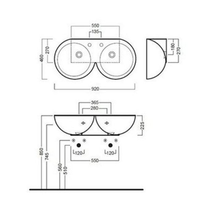 Керамическая раковина 92 см Hatria You&Me, белый (Y0HF01)