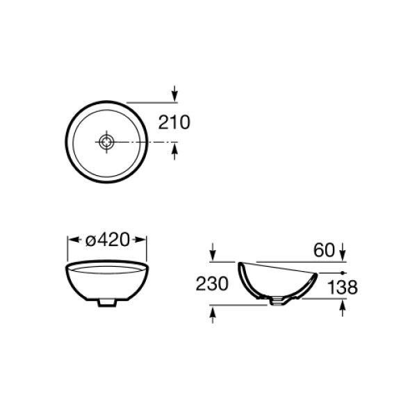 Раковина накладная на столешницу Roca Bol A327876000