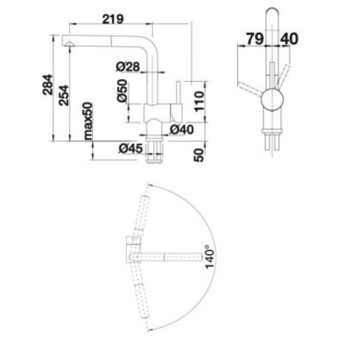 Смеситель кухонный Blanco LINUS - S керамика черный 516708