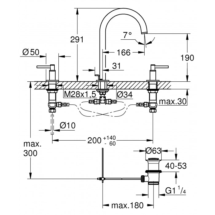 Grohe Atrio new Смеситель для раковины на три отверстия M-Size (20009DC3)