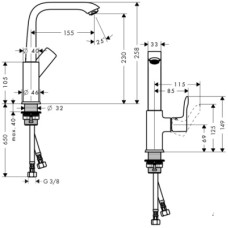 Смеситель для раковины Hansgrohe Metris 230 (31081000) без донного клапана