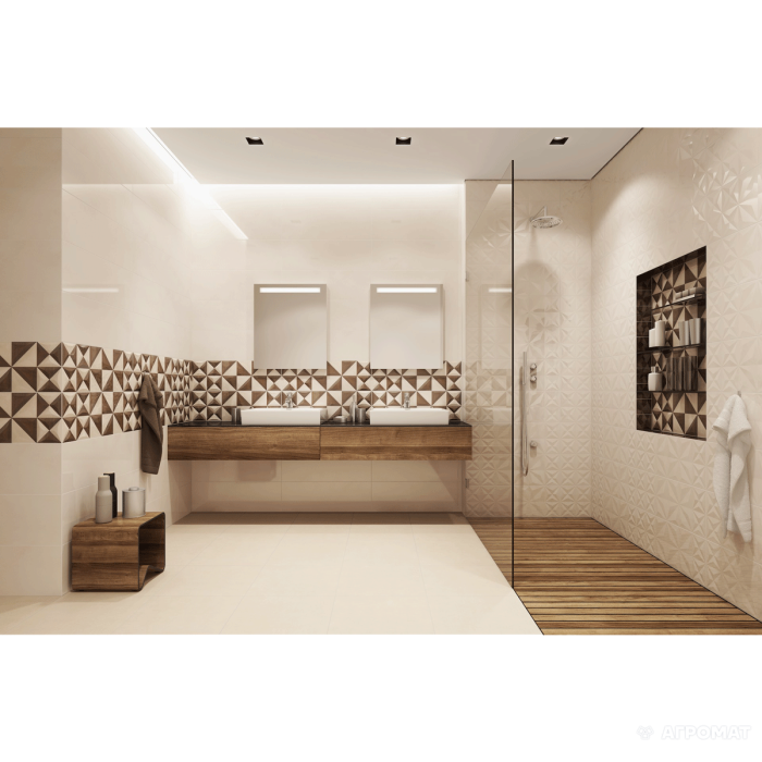 Плитка Opoczno Geometrica CLOUD BEIGE GLOSSY SQUARES STRUCTURE 10×750×250 под бетон