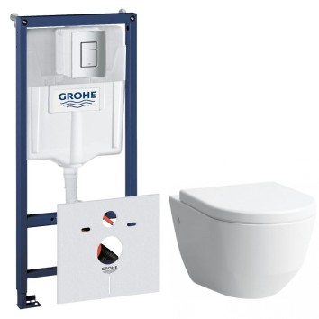 Комплект инсталляция Grohe Rapid SL 38772001 с подвесным унитазом LAUFEN PRO Rimless H820966 и сидением slow-closing и кнопкой смыва