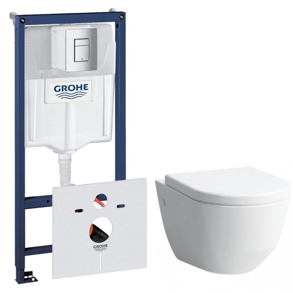 Комплект инсталляция Grohe Rapid SL 38772001 с подвесным унитазом LAUFEN PRO Rimless H820966 и сидением slow-closing и кнопкой смыва
