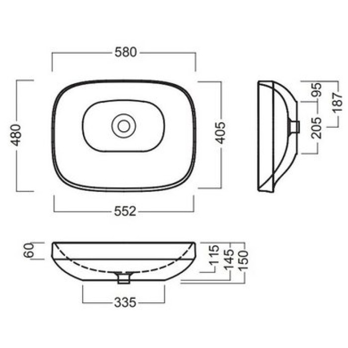 Керамическая раковина 58 см Hatria Abito, белый (YxxA01)