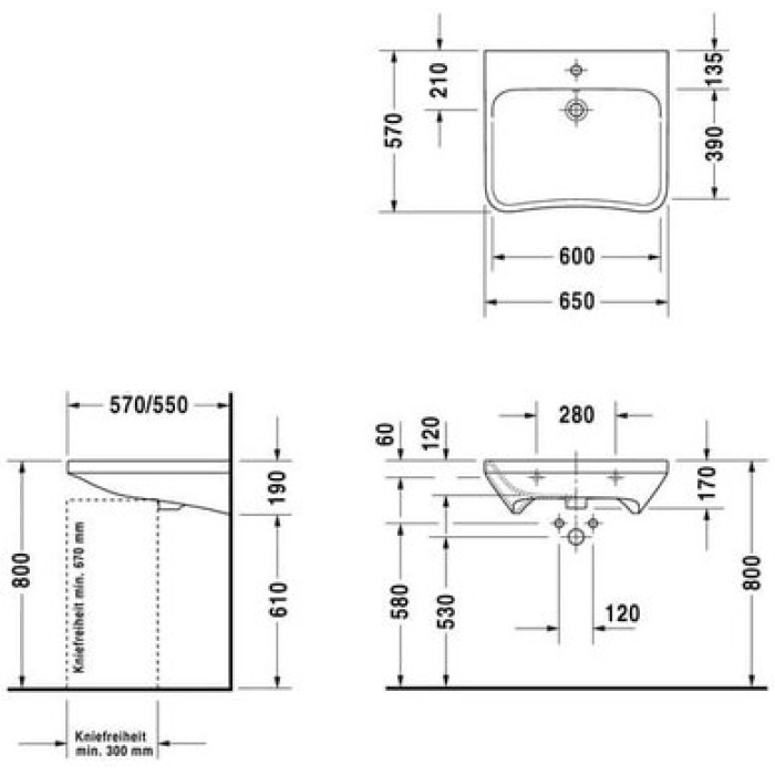 Плитка керамогранит Керамическая раковина 65 см Duravit DuraStyle 2329650000 для пола
