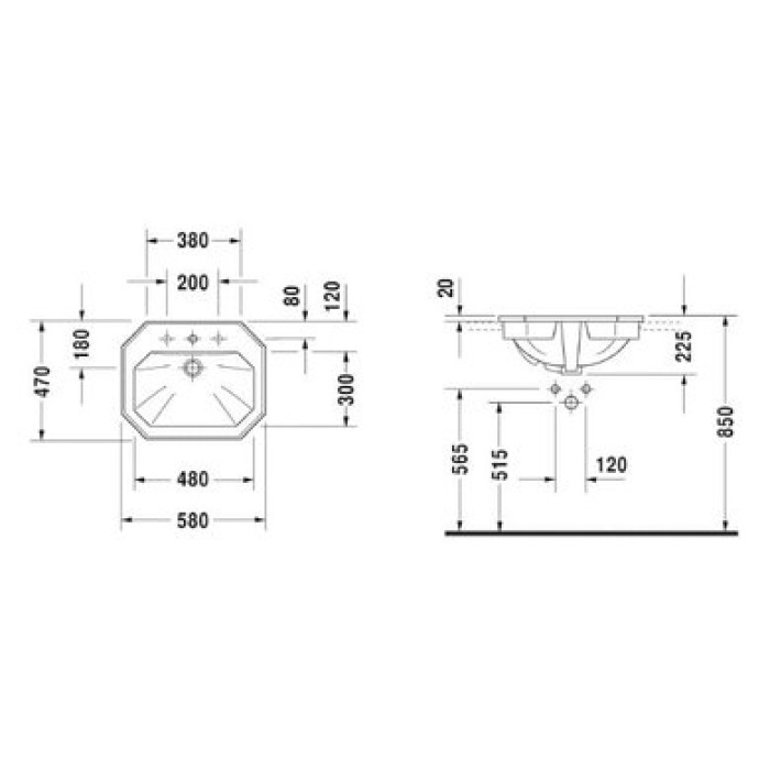 Плитка керамогранит Керамическая раковина 58 см Duravit 1930 0476580000 для пола