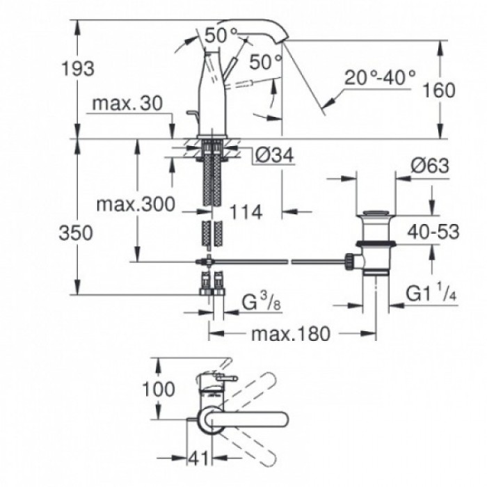 Grohe Essence Смеситель однорычажный для раковины M-Size (23462DA1 ) Grohe Essence Смеситель однорычажный для раковины M-Size (23462DA1 )