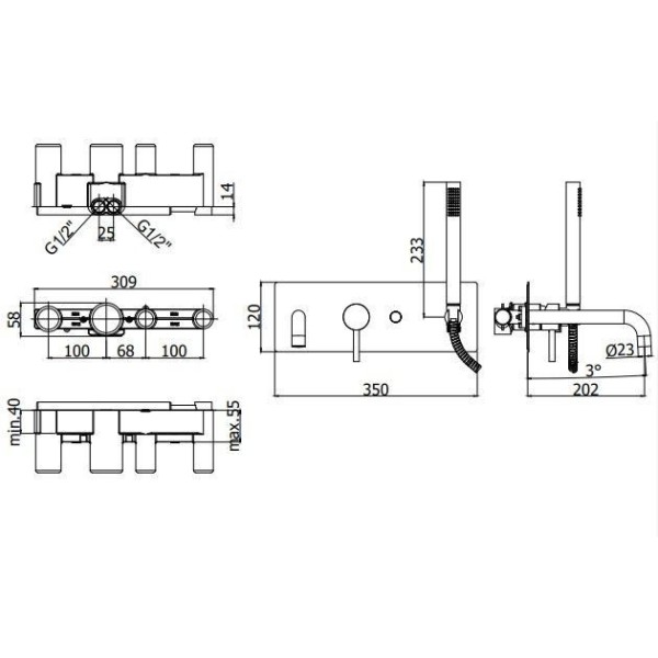 Смеситель для ванны Paffoni Light (LIG001CR)
