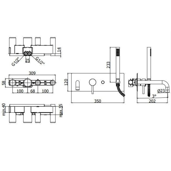 Смеситель для ванны Paffoni Light (LIG001CR) Смеситель для ванны Paffoni Light (LIG001CR)