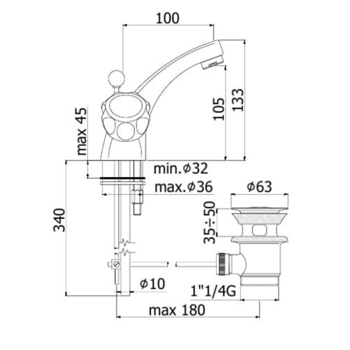 Смеситель для раковины Paffoni Nilo (NI075CR) Смеситель для раковины Paffoni Nilo (NI075CR)