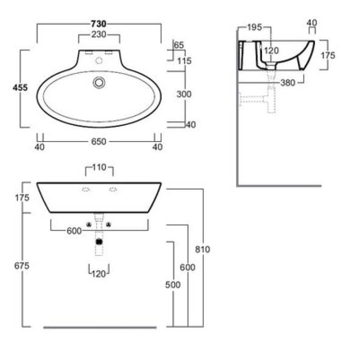 Керамическая раковина 73 см Simas LFT Spazio LFT 34