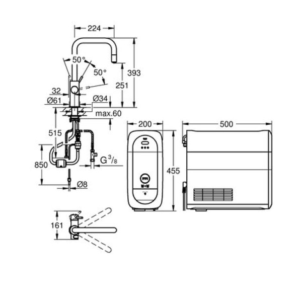 Смеситель со стартовым комплектом GROHE Blue Home 31543000