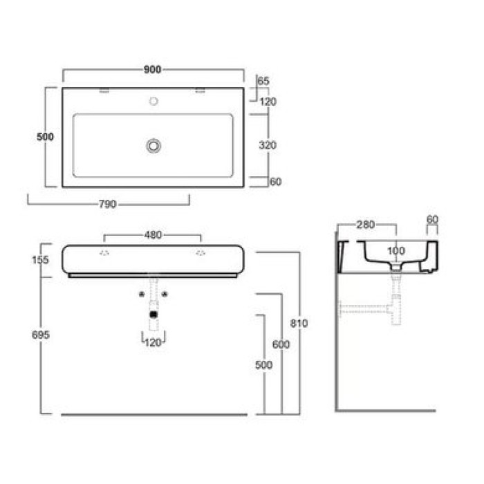 Керамическая раковина 90 см Simas Top-Lavabi OH 12