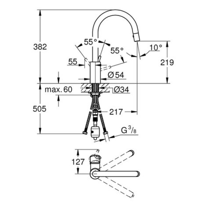 Смеситель для кухни Grohe Concetto 31483001 Смеситель для кухни Grohe Concetto 31483001