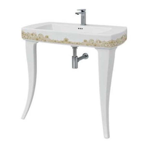 Керамическая раковина 91,5 см Artceram Jazz, white glossy/gold (JZL001 01;15)