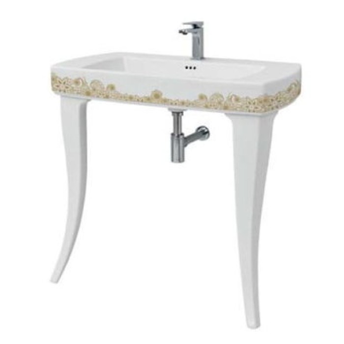 Керамическая раковина 91,5 см Artceram Jazz, white glossy/gold (JZL001 01;15)