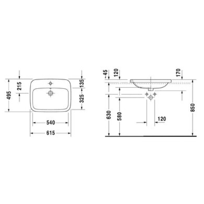 Плитка керамогранит Керамическая раковина 61,5 см Duravit DuraStyle 0374620000 для пола