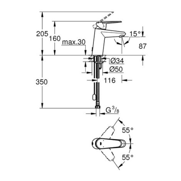 Смеситель для раковины Grohe Eurodisc cosmopolitan S-Size 3317820E