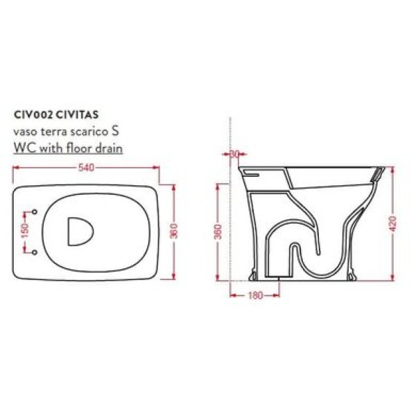 Напольный унитаз Artceram Civitas (CIV003 34;00) grey acquarello