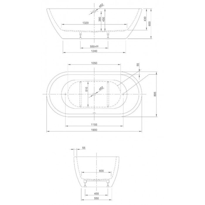 Ванна акриловая Knief Form 190x90 см (0100-087)