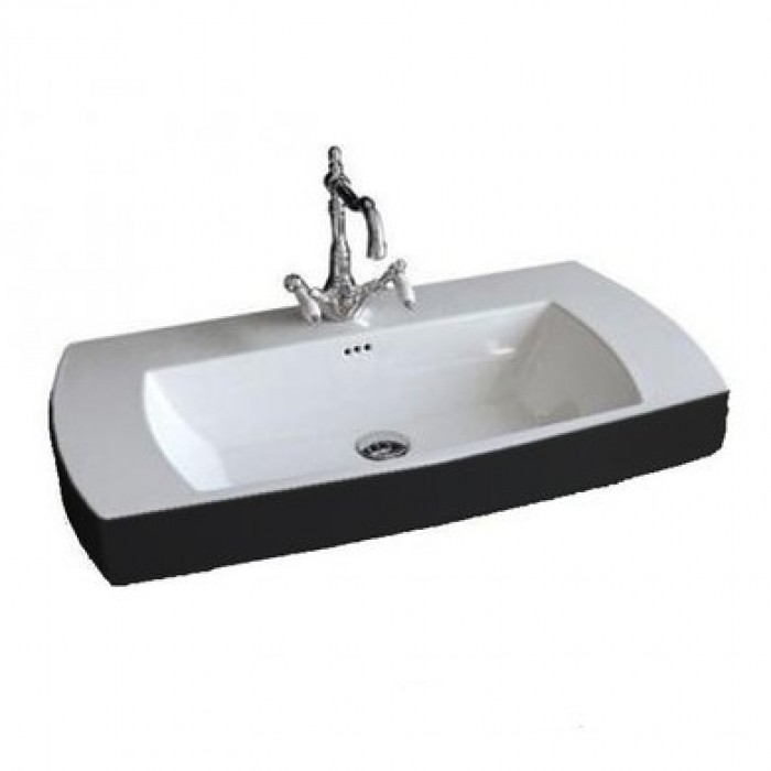 Керамическая раковина 91,5 см Artceram Jazz, white glossy/black bicolor (JZL001 01;50)