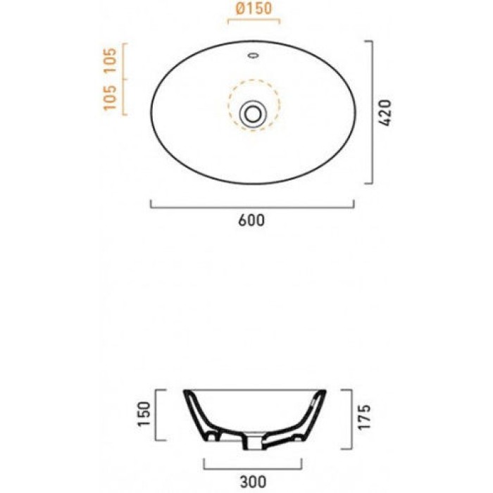 Керамическая раковина 60 см Catalano Gold&Silver, gold/white